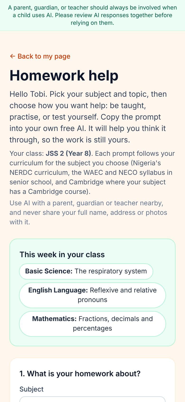 Homework help prompts for this week's topics