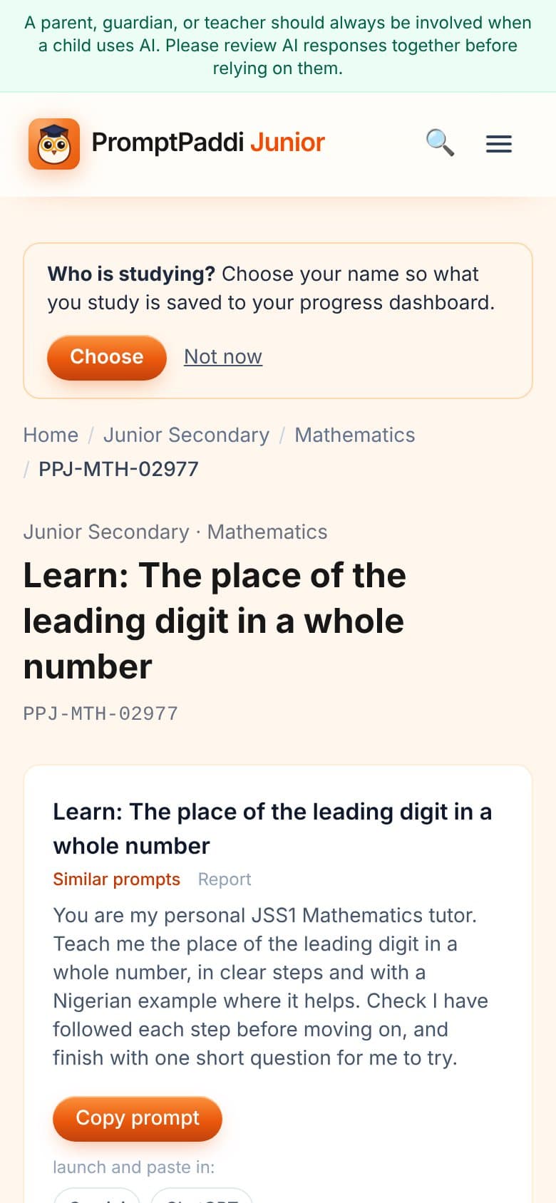 A Study Coach prompt, ready to copy into a free AI