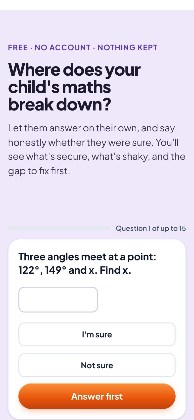 The Maths Clinic gap check, one question at a time