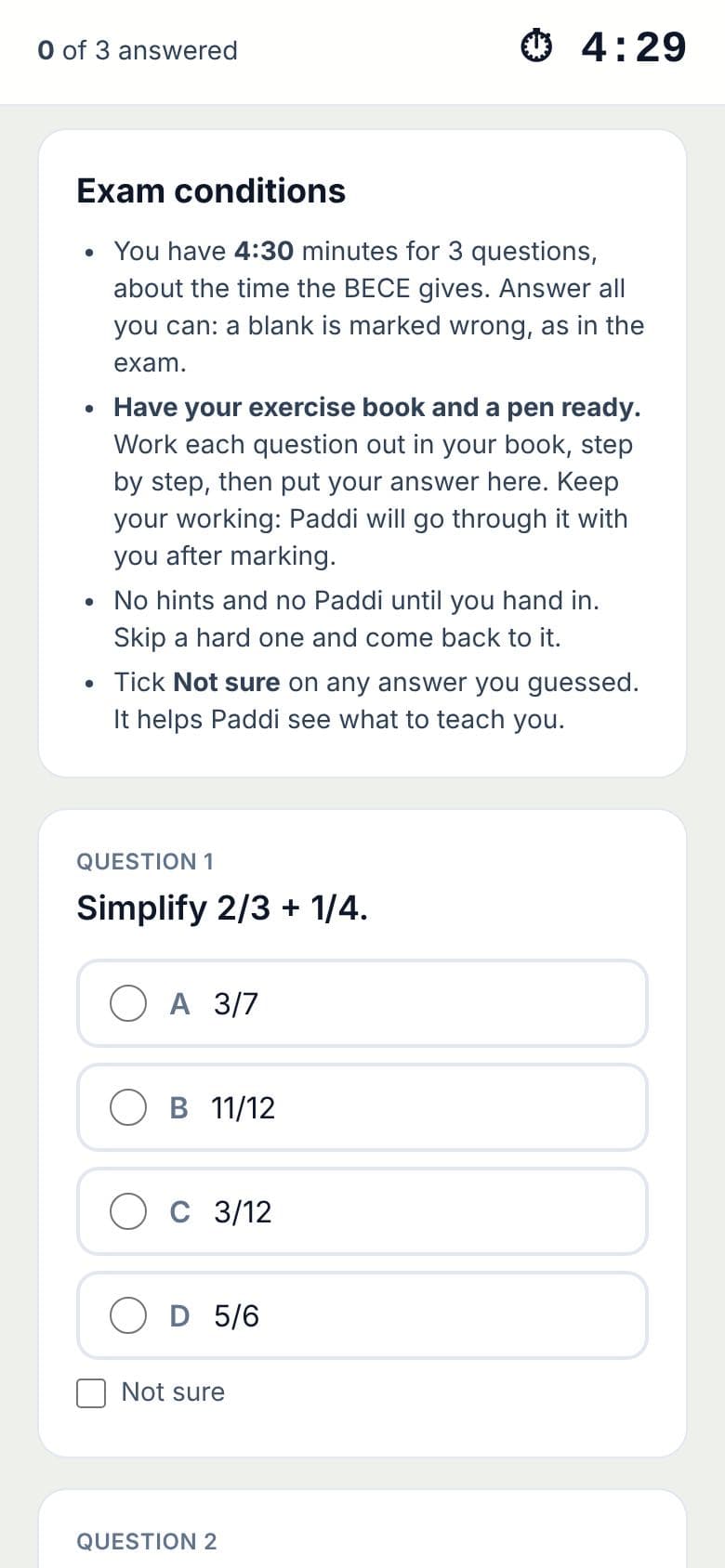 A timed Exam Boost practice paper