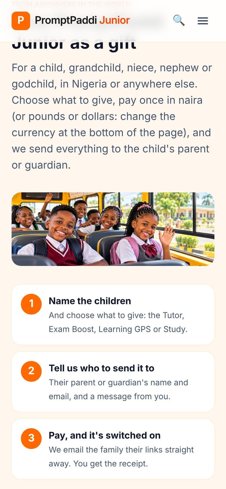 The gift page